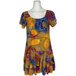 Jams World Harvest Dress Juniors M Floral Hawaiian Mini